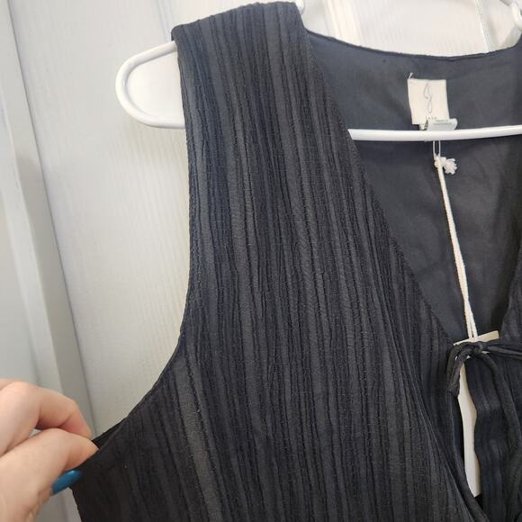 JOIE Front Tie Textured Black Top S Retro Y2K‎ Grunge Casual Relaxed Fit - Picture 4 of 8